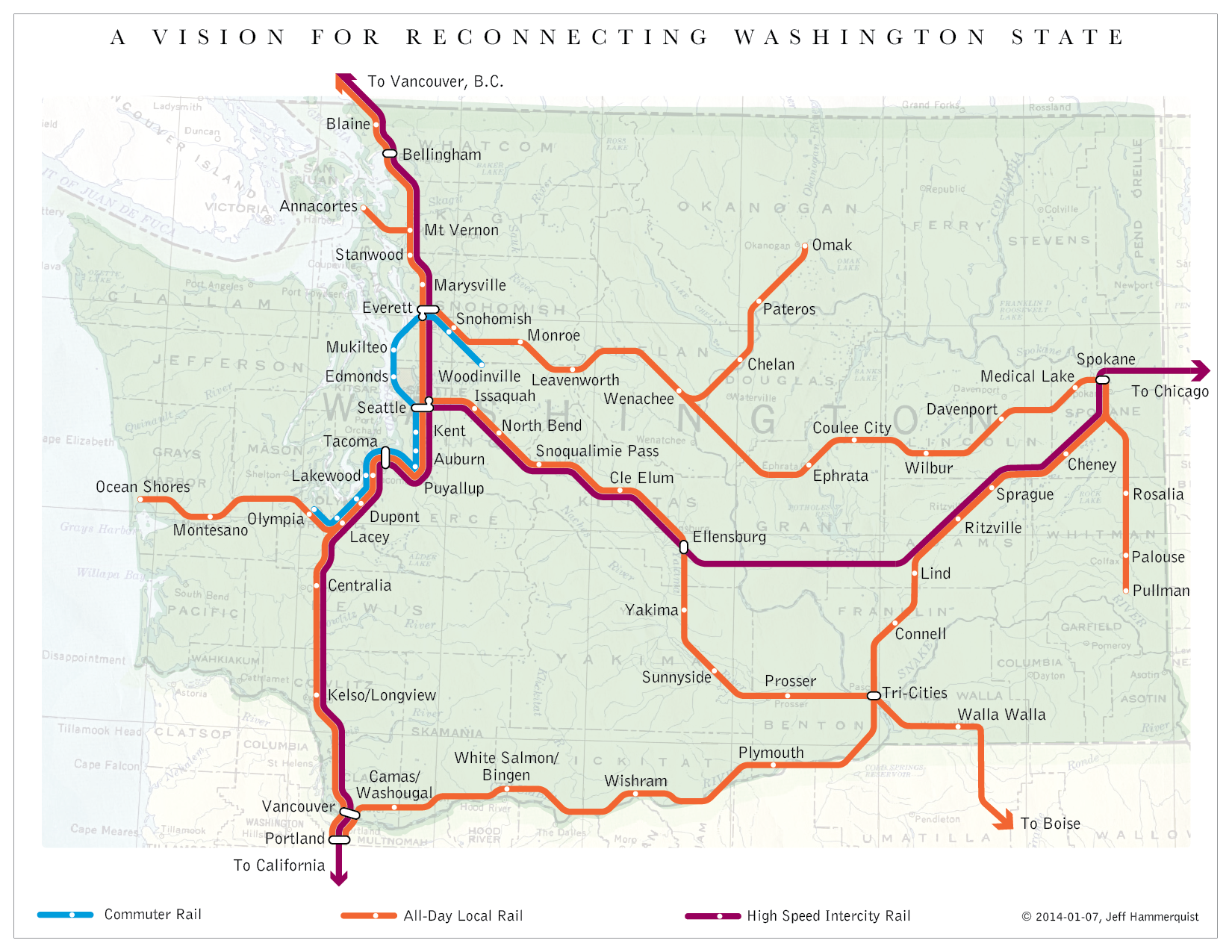 Transwa Train Map Friends of Transit Washington Passenger Rail Map | Transit 509