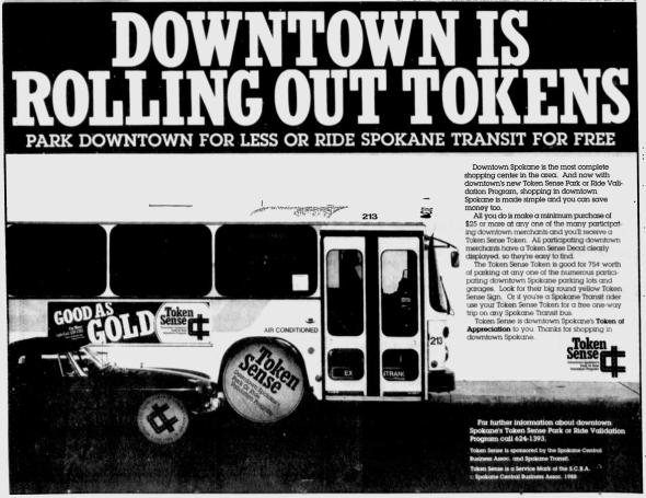 Advertisement for Token Sense Photo Credit: Spokane Chronicle (12/8/1988)